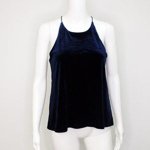 Aqua Navy Blue Velvet Stretch Sleeveless Tank Top NWT Medium